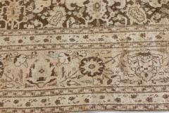 Antique Persian Tabriz Brown Handmade Wool Rug - 2446633
