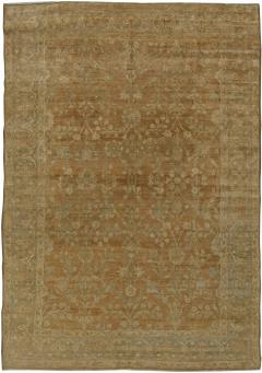 Antique Persian Tabriz Brown Light blue and Green Handwoven Wool Carpet - 2454594