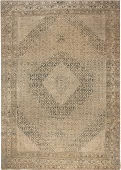 Antique Persian Tabriz Camel and Brown Handwoven Wool Carpet - 2447574