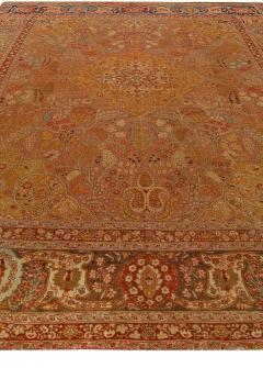 Antique Persian Tabriz Copper Blue Green and Salmon Hand Knotted Wool Rug - 2454499