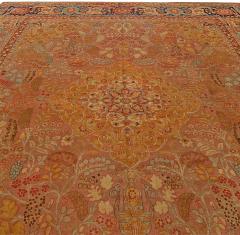 Antique Persian Tabriz Copper Blue Green and Salmon Hand Knotted Wool Rug - 2454500