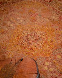 Antique Persian Tabriz Copper Blue Green and Salmon Hand Knotted Wool Rug - 2454502