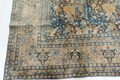 Antique Persian Tabriz Floral Design Blue Handmade Wool Rug - 2446742
