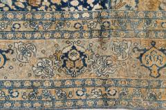 Antique Persian Tabriz Floral Design Blue Handmade Wool Rug - 2446743