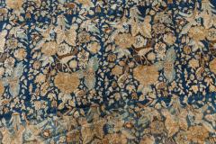 Antique Persian Tabriz Floral Design Blue Handmade Wool Rug - 2446744