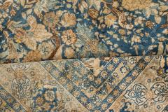 Antique Persian Tabriz Floral Design Blue Handmade Wool Rug - 2446746