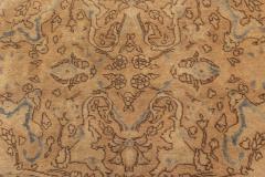 Antique Persian Tabriz Floral Light Brown and Blue Handwoven Wool Rug - 2447080