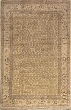Antique Persian Tabriz Golden Beige Brown Handwoven Wool Rug - 2447082
