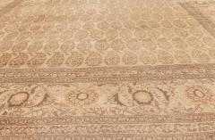 Antique Persian Tabriz Golden Beige Brown Handwoven Wool Rug - 2447084