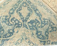 Antique Persian Tabriz Green Beige Brown Handmade Wool Rug - 2453432
