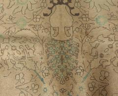 Antique Persian Tabriz Green Beige Brown Handmade Wool Rug - 2453433