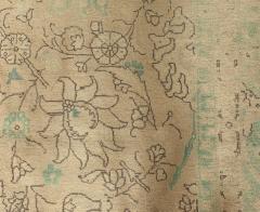 Antique Persian Tabriz Green Beige Brown Handmade Wool Rug - 2453434