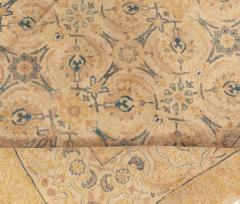 Antique Persian Tabriz Inky Blue Soft Yellow Beige Hand Knotted Wool Rug - 2453483
