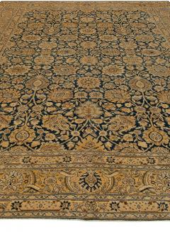 Antique Persian Tabriz Royal Blue and Caramel Wool Rug - 2447227