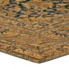 Antique Persian Tabriz Royal Blue and Caramel Wool Rug - 2447231