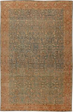 Antique Persian Tabriz Rust Beige and Gray Blue Handwoven Wool Carpet - 2454128