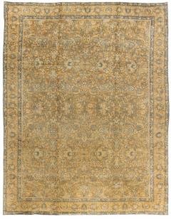 Antique Persian Tabriz Yellow Blue Handmade Wool Rug - 2445416
