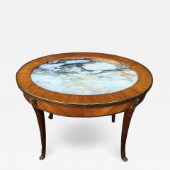 Antique Petit Gilt Bronze Louis XVI Style Marble Top Oval Coffee Cocktail Table - 1642901