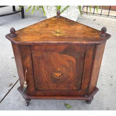 Antique Petite English Inlaid Walnut Corner Cabinet - 4762381