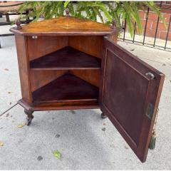 Antique Petite English Inlaid Walnut Corner Cabinet - 4762384