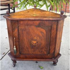 Antique Petite English Inlaid Walnut Corner Cabinet - 4762385