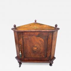 Antique Petite English Inlaid Walnut Corner Cabinet - 4762556