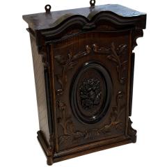 Antique Petite Mahogany Ebony Victorian Wall Cabinet - 4446517
