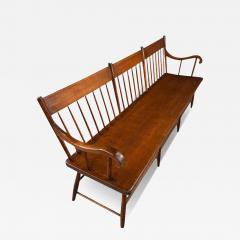 Antique Pine Rustic Spindle Back Long Deacons Bench - 4015343