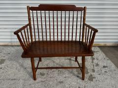 Antique Pine Spindle Back Windsor Style Bench with Arms - 4519039
