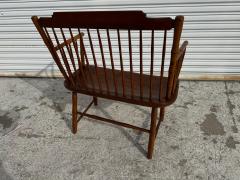 Antique Pine Spindle Back Windsor Style Bench with Arms - 4519149