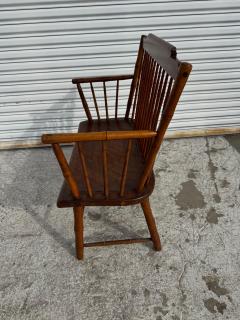 Antique Pine Spindle Back Windsor Style Bench with Arms - 4519150