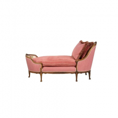 Antique Pink French Provincial Fruitwood Chaise Lounge Fainting Couch - 2850084