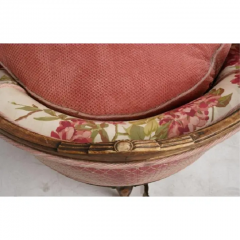 Antique Pink French Provincial Fruitwood Chaise Lounge Fainting Couch - 2850110