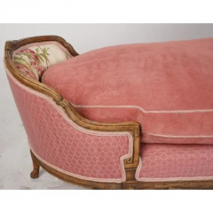 Antique Pink French Provincial Fruitwood Chaise Lounge Fainting Couch - 2850112