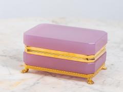 Antique Pink Opaline Rectangular box with Brass Mounts France 1890s - 4134714