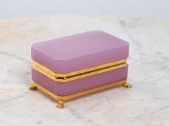 Antique Pink Opaline Rectangular box with Brass Mounts France 1890s - 4134717