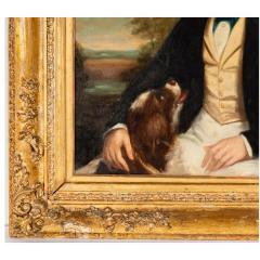 Antique Portrait Oil Painting of a Boy With Dog - 4333531