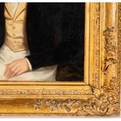 Antique Portrait Oil Painting of a Boy With Dog - 4333533