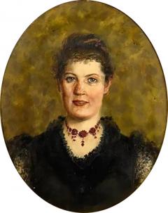 Antique Portrait Oil Painting on Canvas in Burl Walnut Frame - 4426926