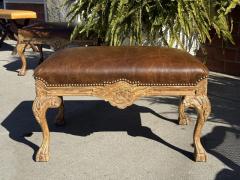 Antique Portuguese Picked Bench Leather Ottoman - 3919938