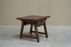 Antique Primitive Wabi Sabi Side Table with Drawer in Wood and Wrought Iron - 4468623