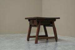 Antique Primitive Wabi Sabi Side Table with Drawer in Wood and Wrought Iron - 4468739