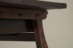 Antique Primitive Wabi Sabi Side Table with Drawer in Wood and Wrought Iron - 4468742