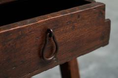 Antique Primitive Wabi Sabi Side Table with Drawer in Wood and Wrought Iron - 4468744