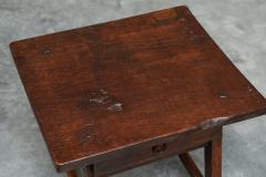 Antique Primitive Wabi Sabi Side Table with Drawer in Wood and Wrought Iron - 4468757