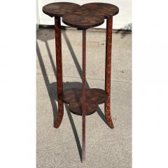 Antique Pyrography Clover Form Two Tiered Side Table - 3523177