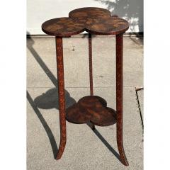 Antique Pyrography Clover Form Two Tiered Side Table - 3523192