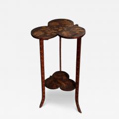 Antique Pyrography Clover Form Two Tiered Side Table - 3527785