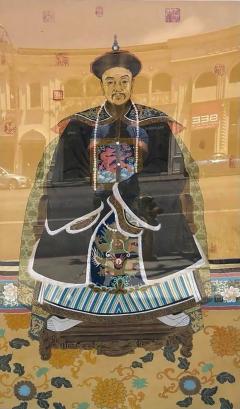 Antique Qing Dynasty Chinese Ancestor Life Size Male Portrait Painting - 4614245