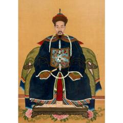 Antique Qing Dynasty Chinese Male Ancestor Portrait Painting - 4512831